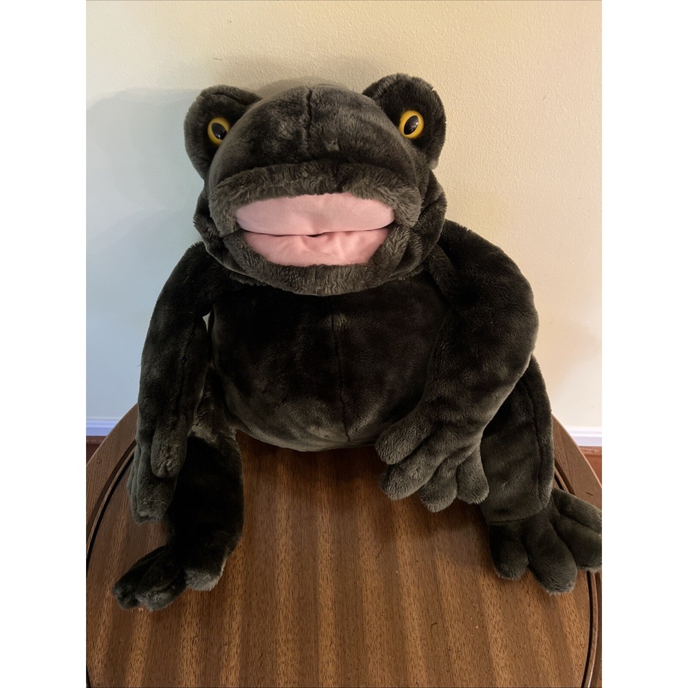 Folkmanis Jumbo Green Frog Puppet XL FolkTails Pretend Play Plush Stuffed Animal